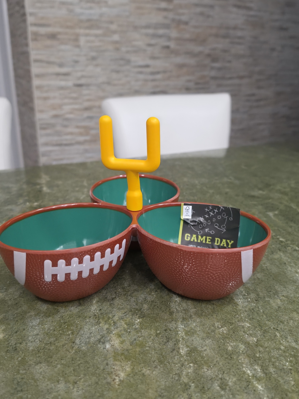 Game Day Football Snack Bowl Set with Yellow Goalpost